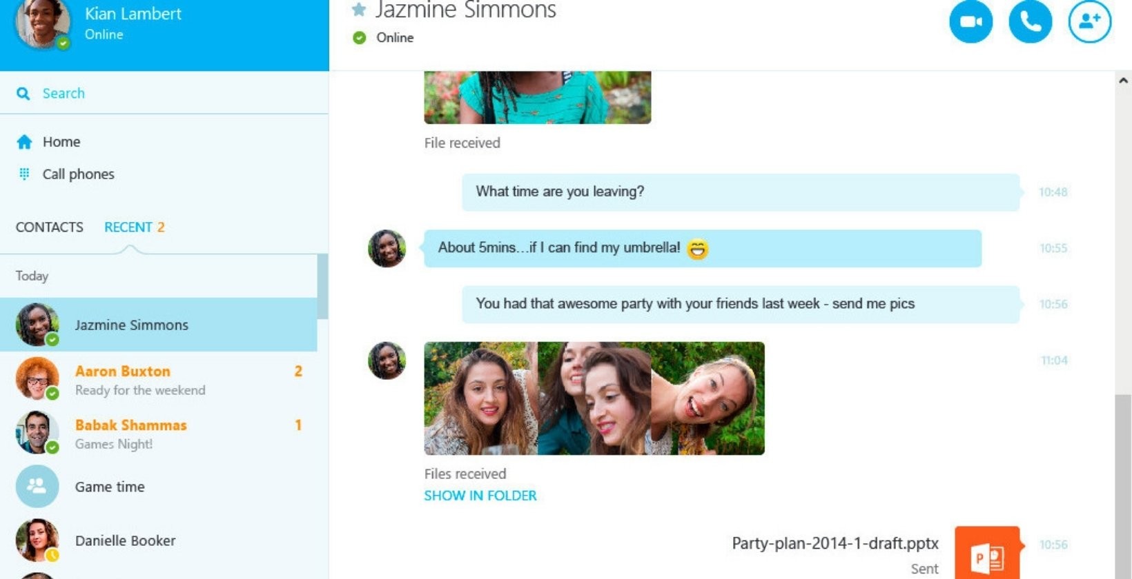skype interface