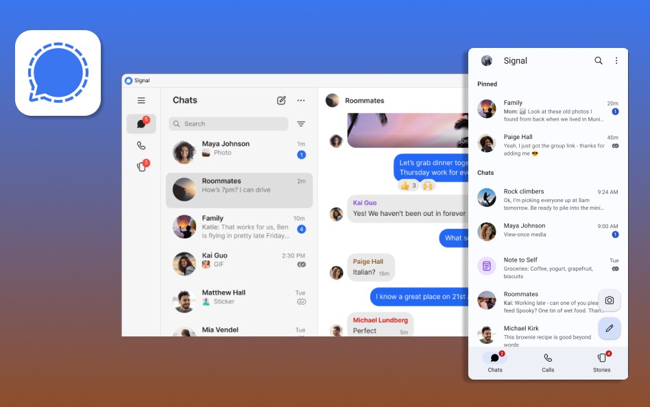 Signal messenger user interface