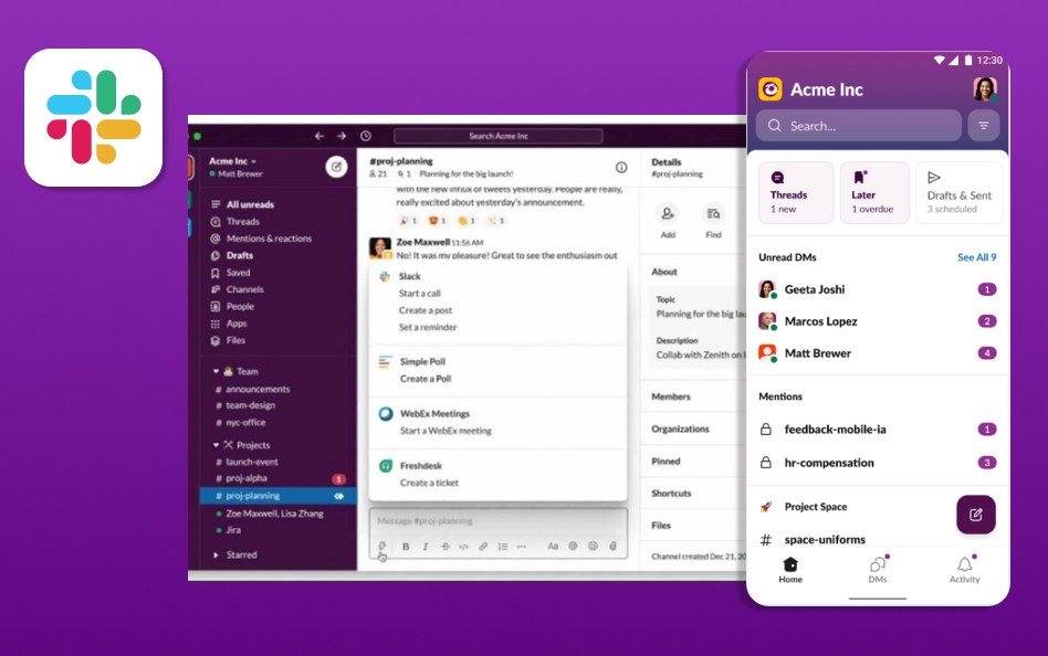 Slack desktop user interface